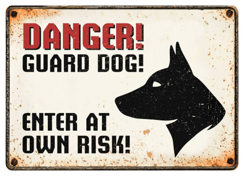 Metallskilt Danger! Guard Dog! 21x14,8cm