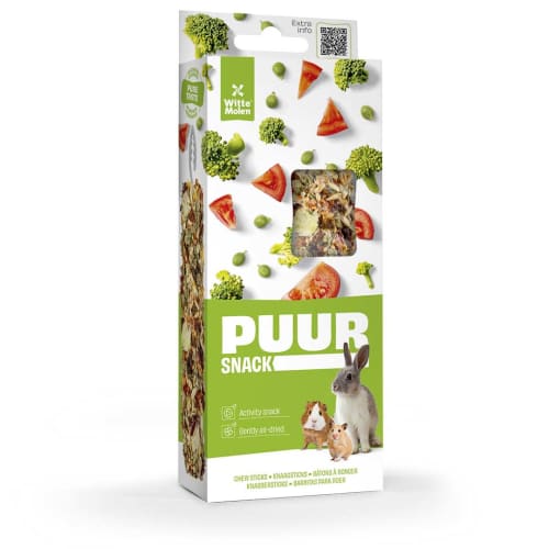 Puur Chew Sticks Gnager M/Erter, Tomat og Brokkoli 2stk/90g