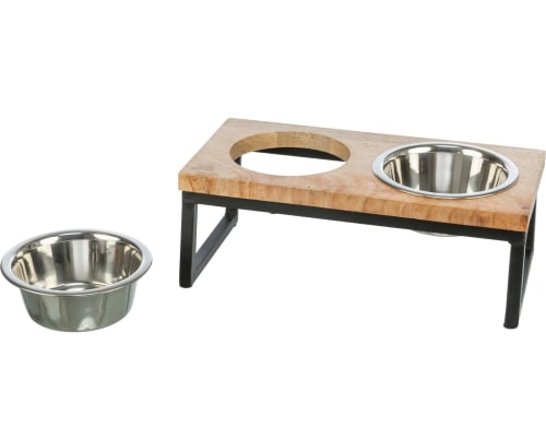 Hundeskål 25317 M/Stativ i Tre 2stk 1,8L 48x24x16cm