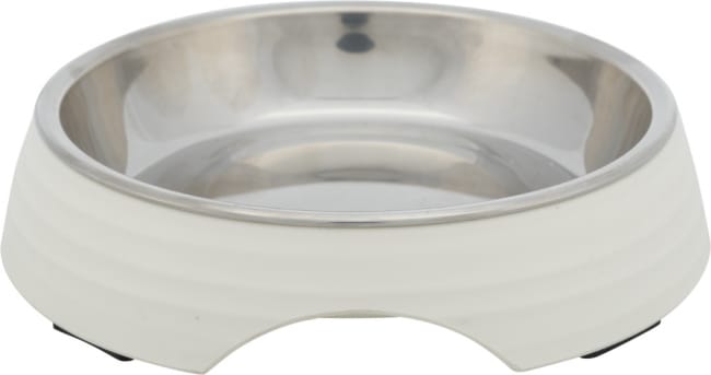Hunde/Katteskål Melamine/Rustfritt Stål 25186 0,2L Ø14cm Hvit