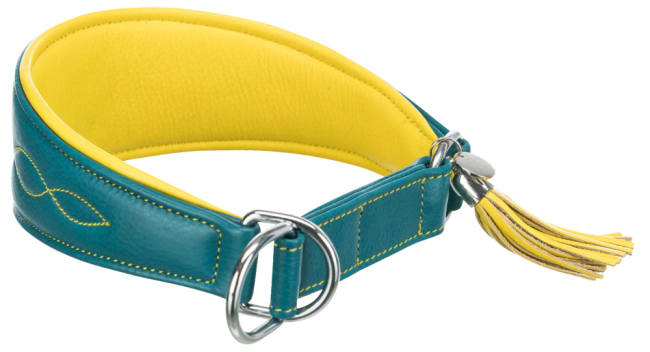 Halsb. Active Comfort Mynde 18968 Lær S/M 33-42cm 60mm Petrol/Gul