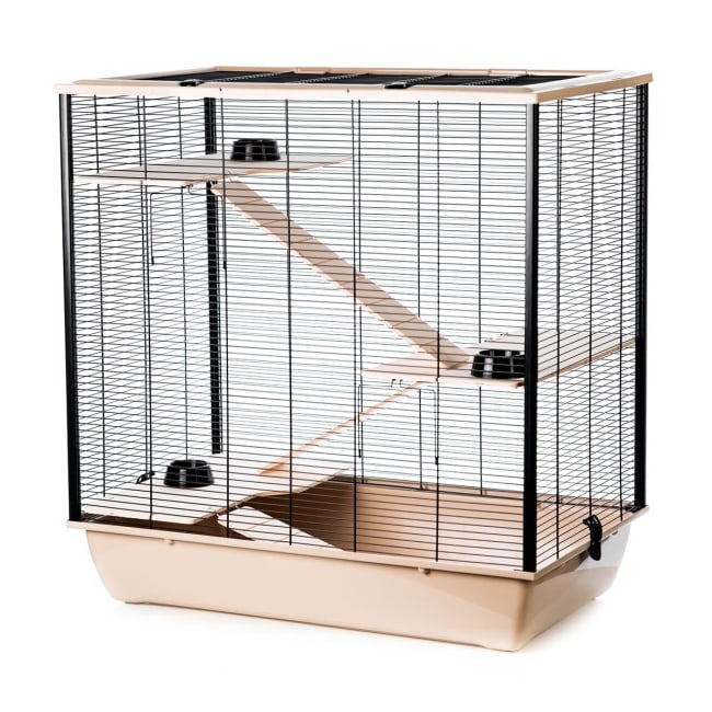 Hamsterbur Frodo Beige/Black M/Etasjer av Tre 78x48x80cm