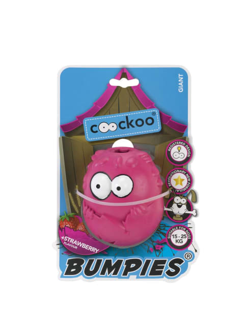 Hundeleke Coockoo Bumpies Ball M/Jordbær smak Gigant 13-30Kg 11cm Rosa