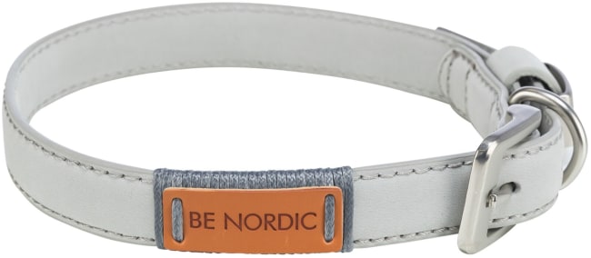 Halsb. Be Nordic Skinn M 45-51cm/20mm Lysegrå