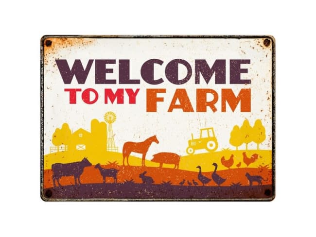 Metallskilt Welcome to my Farm 21x14,8cm