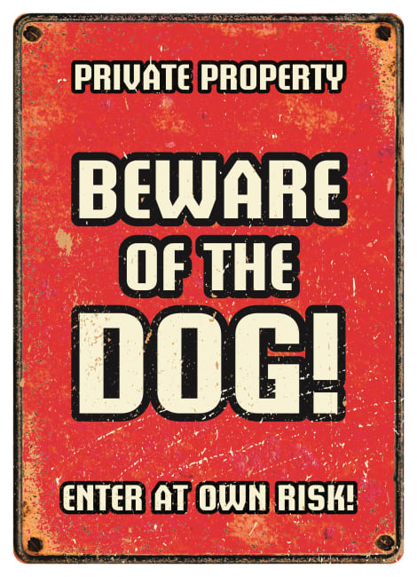Metallskilt Beware of The Dog 21x14,8cm