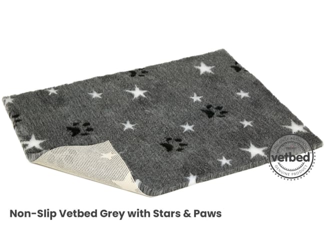 VetBed Nonslip Grå Stars and Paws 150x100cm