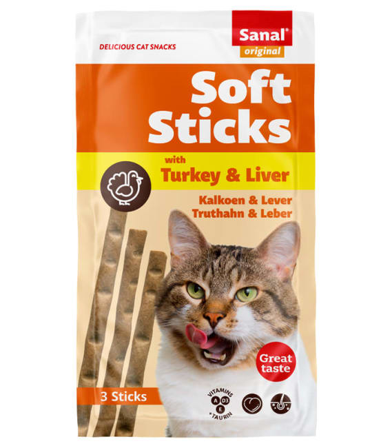 Sanal Katt Softsticks M/Kalkun & Lever 3stk (Pk pris 35stk)
