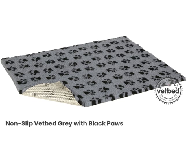 VetBed Nonslip Sort M/Grå Poter 75x50cm
