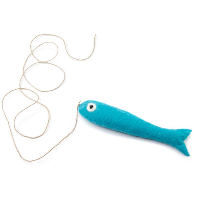 Toy Cat Pike w line Wool felt blue