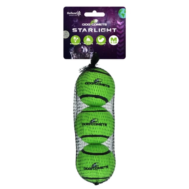 Dog Comets Starlight Tennis Ball M Green (3-Pack)