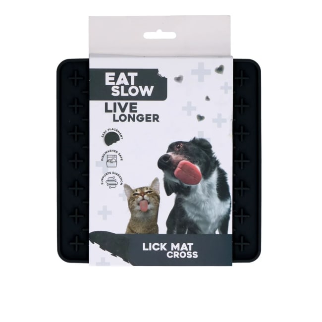Eat Slow Live Longer Lick Mat Cross Grey