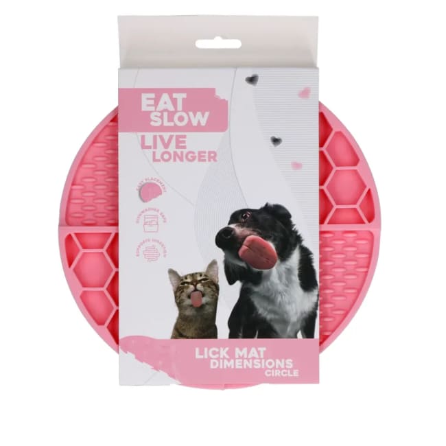 Eat Slow Live Longer Lick Mat Dimensions Circle Pink