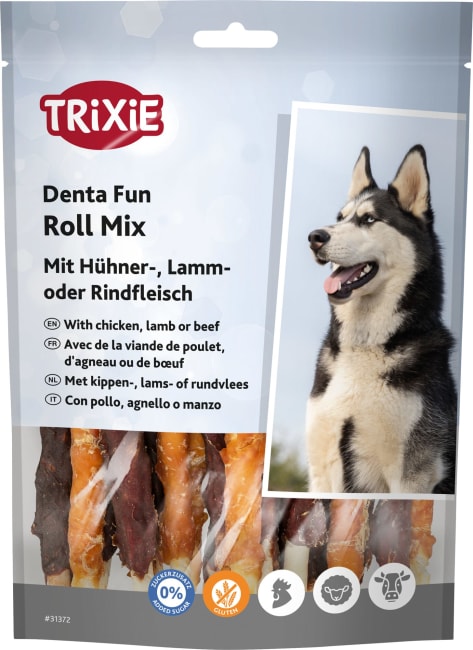 Tyggerull Natur Mix M/Kylling, Lam & Biff 10cm 250g (6stk)