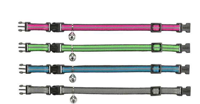 Kattehalsbånd 41673 Nylon M/Refleks og 2 Hurtiglåser