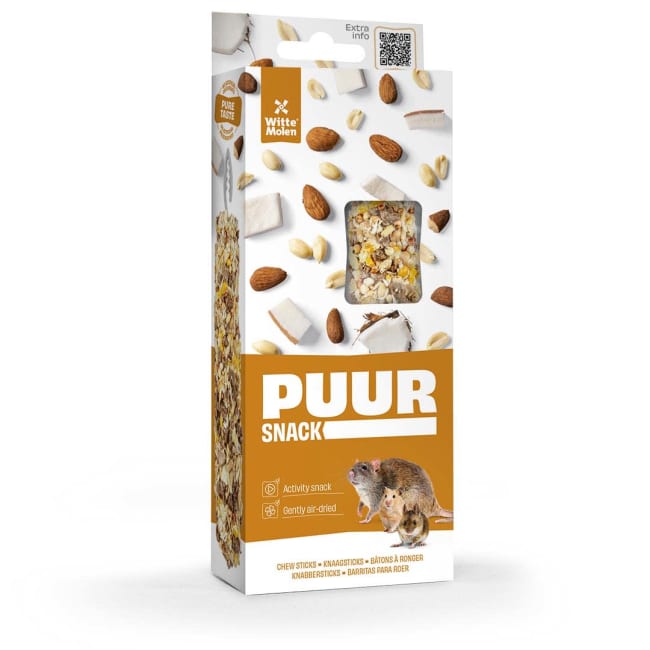 Puur Chew Sticks Gnager M/Peanutt, Kokos og Mandel 2stk/90g