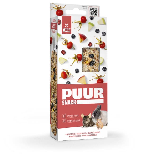 Puur Chew Sticks Gnager M/Eple, Nype og Svartsurbær 2stk/100g