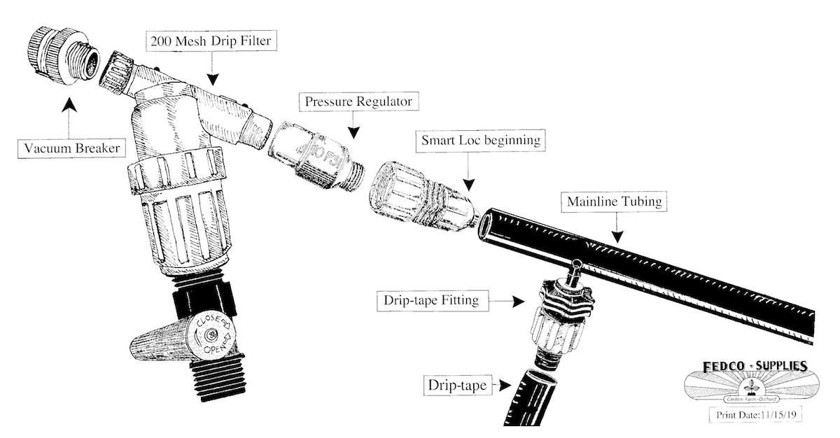 large drip setup schematic starting from spigot