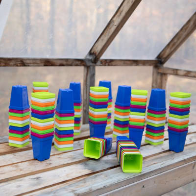 Mixed Colors 2½" Heavy-Duty Square Pots