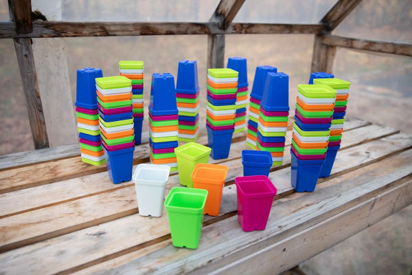 Mixed Colors 2½" Heavy-Duty Square Pots