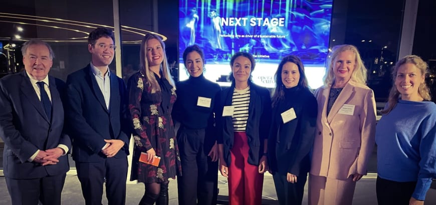 from left to right: Nicholas Payne - Opera Europa, Tristan Reichmann - Drooms, Dorine van Amerom - Drooms, Müge Naz Altay - FEDORA, Manuela Cox - Bird & Bird, Edilia Gänz - FEDORA, Barbara Gessler - European Commission, Audrey Jungers - Opera Europ