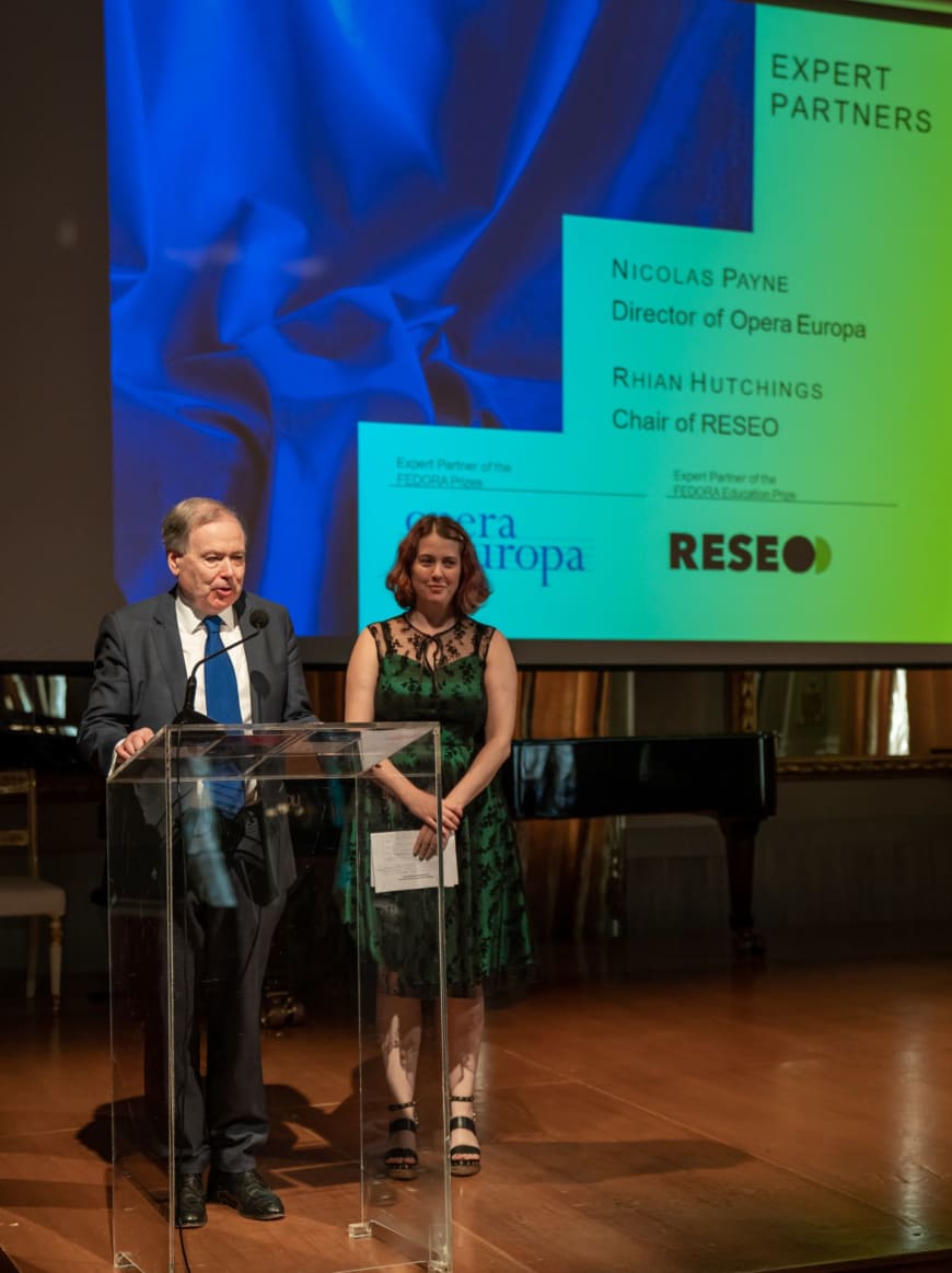 Nicholas Payne, Director of Opera Europa, and Rhian Hutchings, Chair of RESEO - European Network for Opera, Music & Dance Education