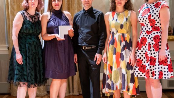 (From left to right) Rhian Hutchings, Chair of RESEO, Niki Xenou, Artistic Associate GNO – Development & Fundraising,  Giorgos Matskaris, Dancer & Movement Supervision, Ann Kristin Sofroniou,