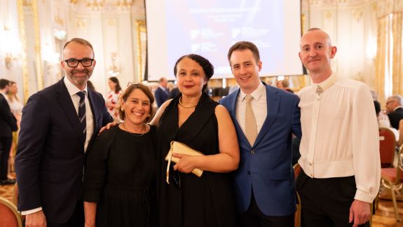 (From left to right) David B. Devanm General Director & President of Opera Philadelphia Laura Berman, Designated Artistic Director Staatsoper Hannover, Valérie Chevalier, General Director of 