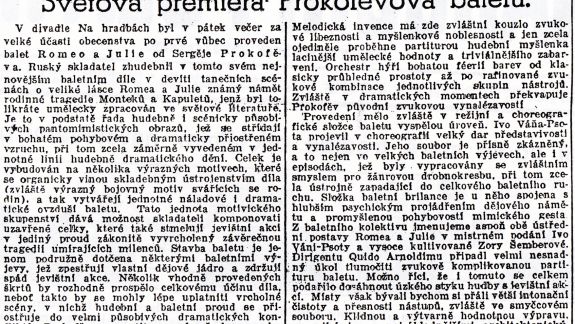 Romeo and Juliet (1938) World Premiere_News_Moravská Orlice_1. 1. 1939