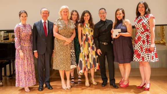 (From left to right) Edilia Gänz, Director of FEDORA, Jérôme-François Zieseniss, President of FEDORA, Barbara Gessler, Head of Unit Creative Europe of the European Commission, Rhian Hutchings