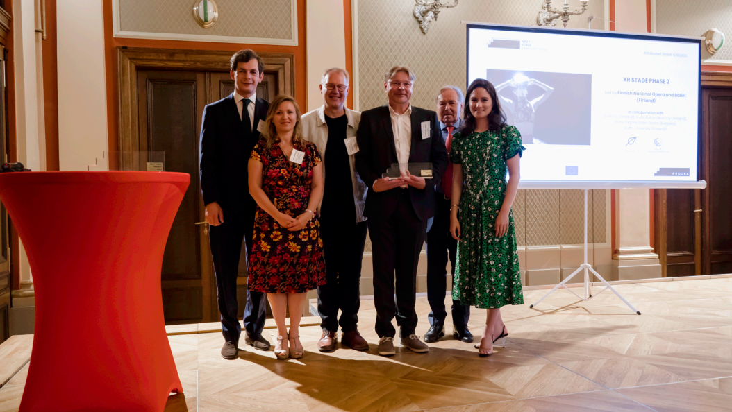 FEDORA Funding Programmes Announcement in Prague - 17.06.22 - Carl de Poncins, Timo Tuovila, Hannu Järvensivu, Edilia Gänz, Nicholas Payne & Valentina Bressan
