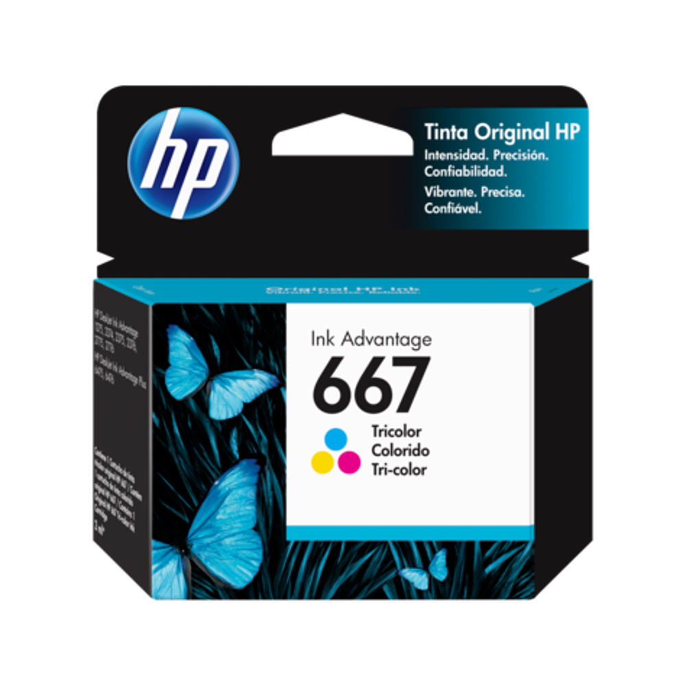 Hp Cartucho De Tinta 667 Tricolor Original Para 2375, 2374, 1275, 2376, 2775, 2776, 6475, 6476