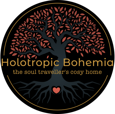 Logo Holotropic Bohemia round on black background