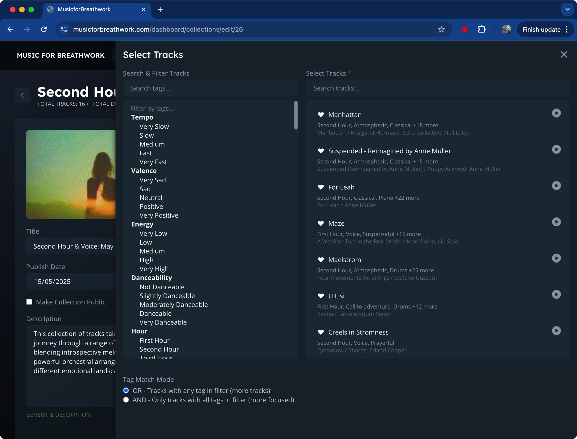 Adding tracks to segments