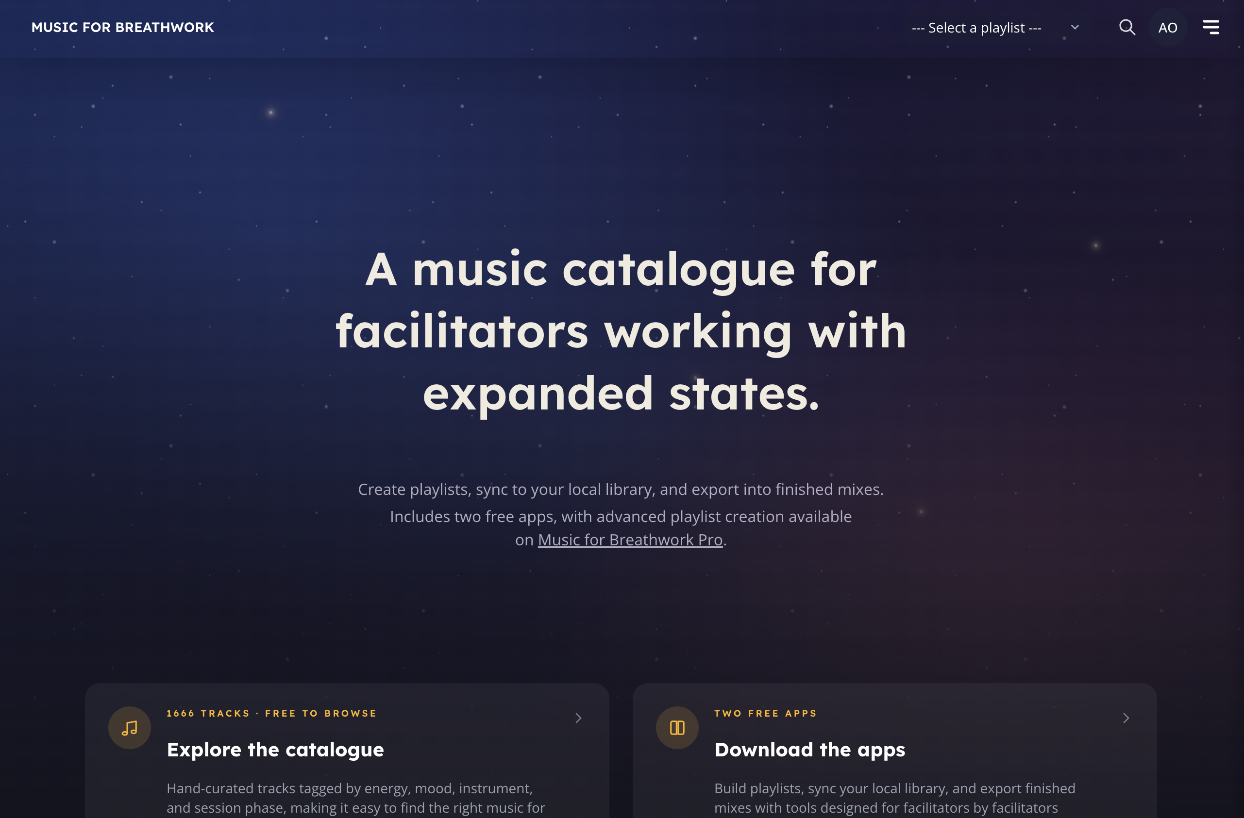 A new design for the Music for Breathwork website