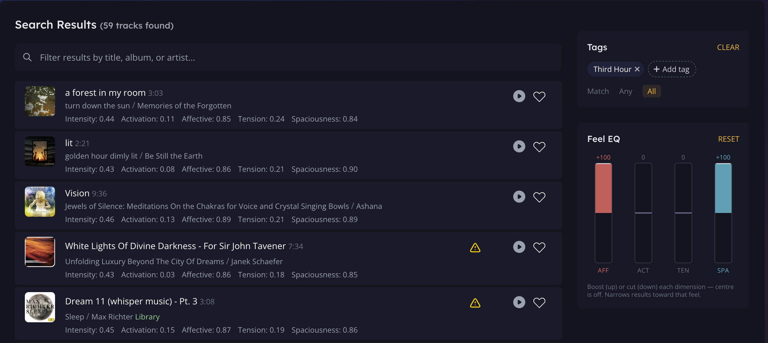 Track search now has Feel EQ