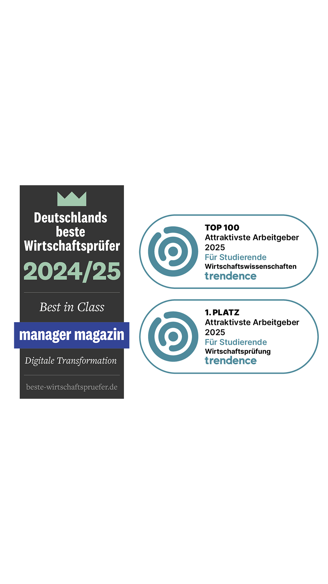 Deloitte: Platz 1 & Top 100 (trendence 2025) & Best in Class Digitalisierung (manager magazin 24/25)