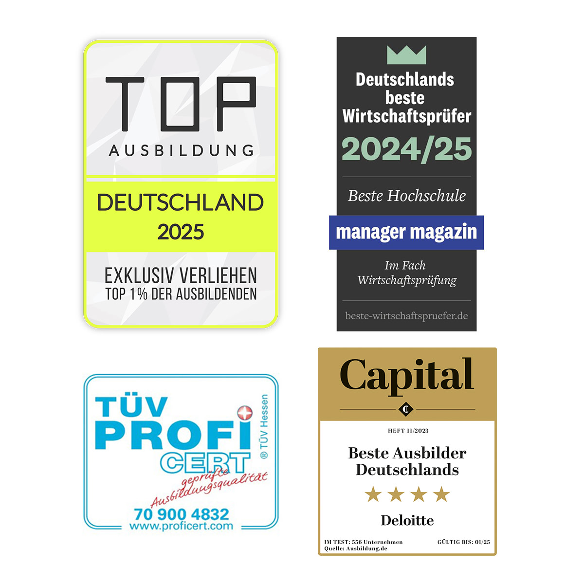 Mehrfach ausgezeichnet: Deloitte zählt 2025 zu den besten Ausbildern und Hochschulpartnern.