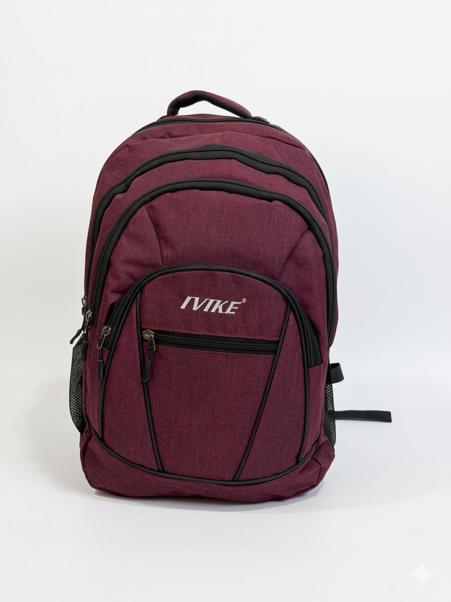 Keten Model Çok Gözlü Sırt Çantası-Bordo