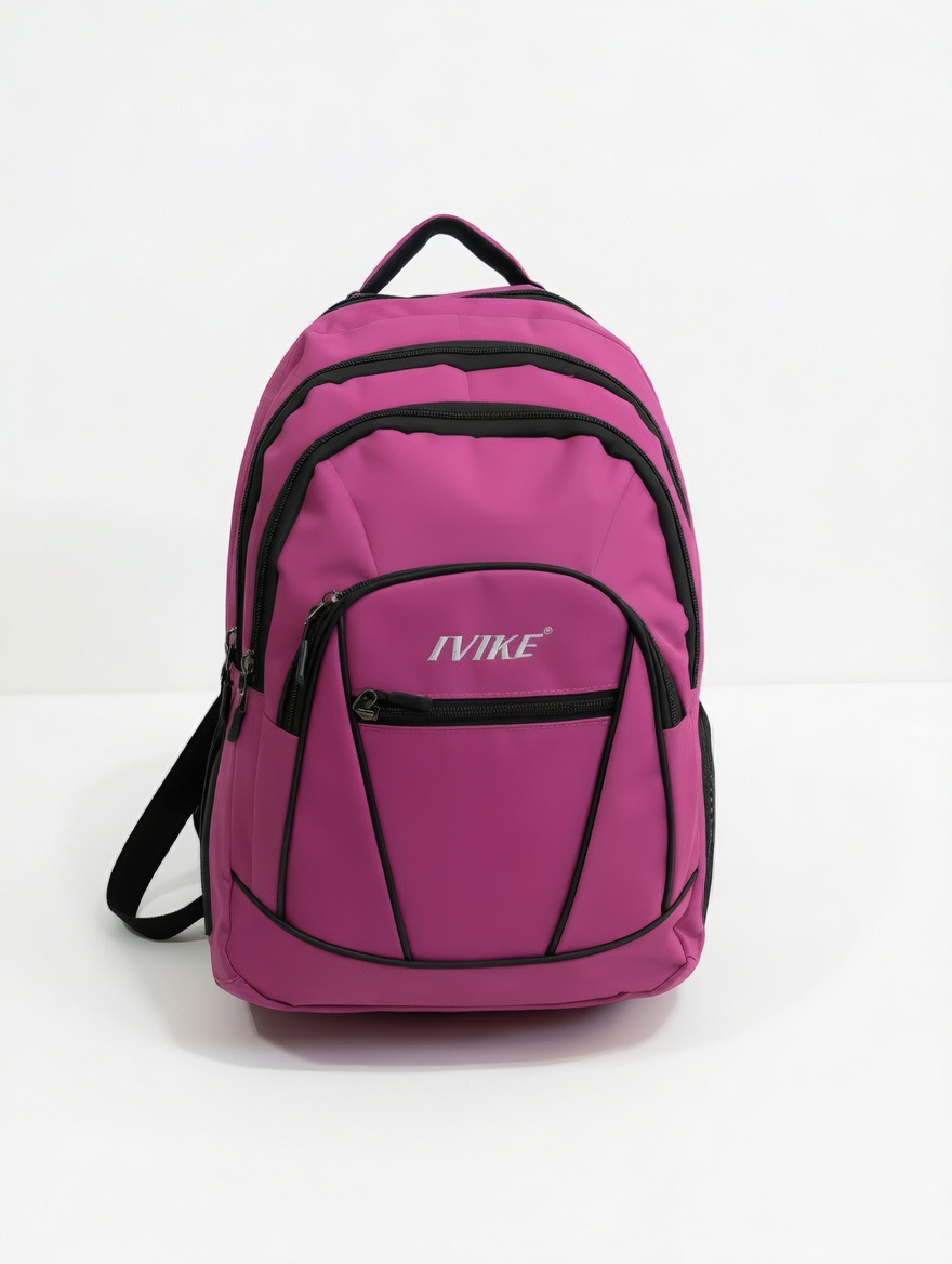 Keten Model Çok Gözlü Sırt Çantası-Pembe