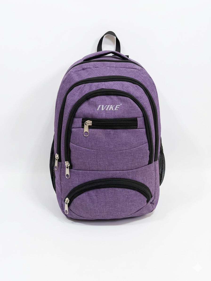 Keten Model Eğimli Sırt Çantası-Mor