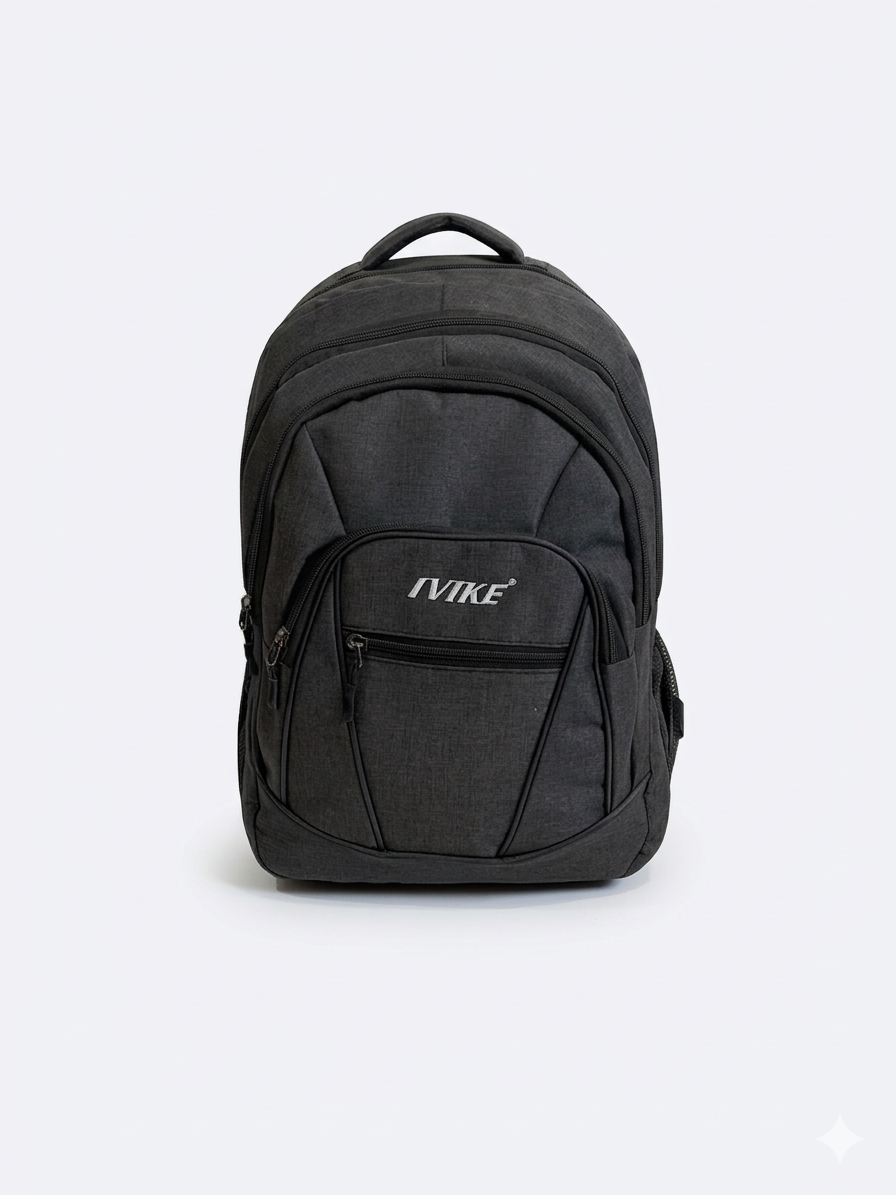 Keten Model Çok Gözlü Sırt Çantası-Siyah