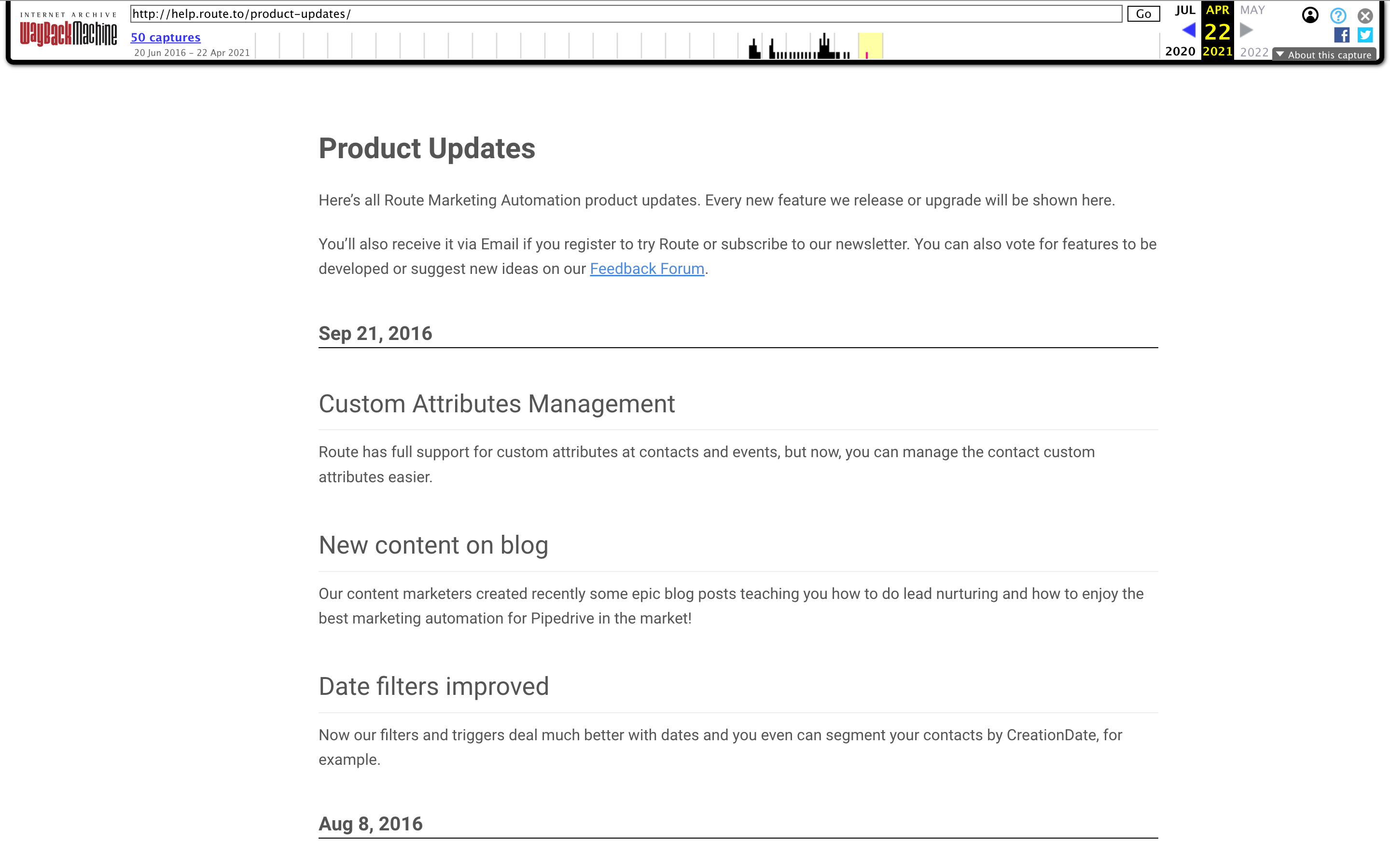 Route Product Updates