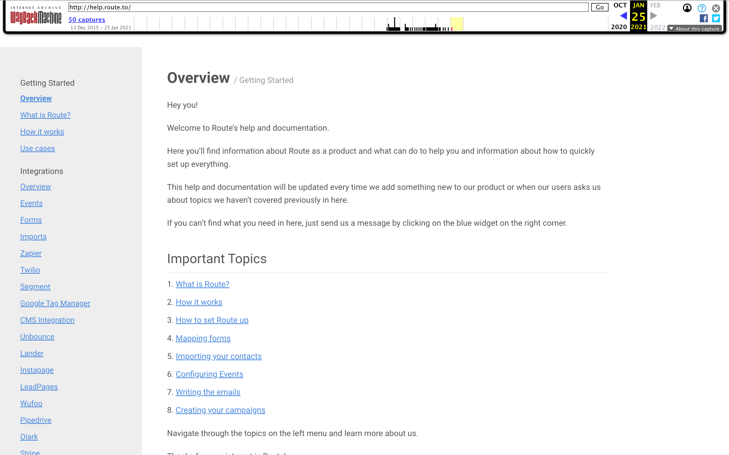 Route Product Documentation