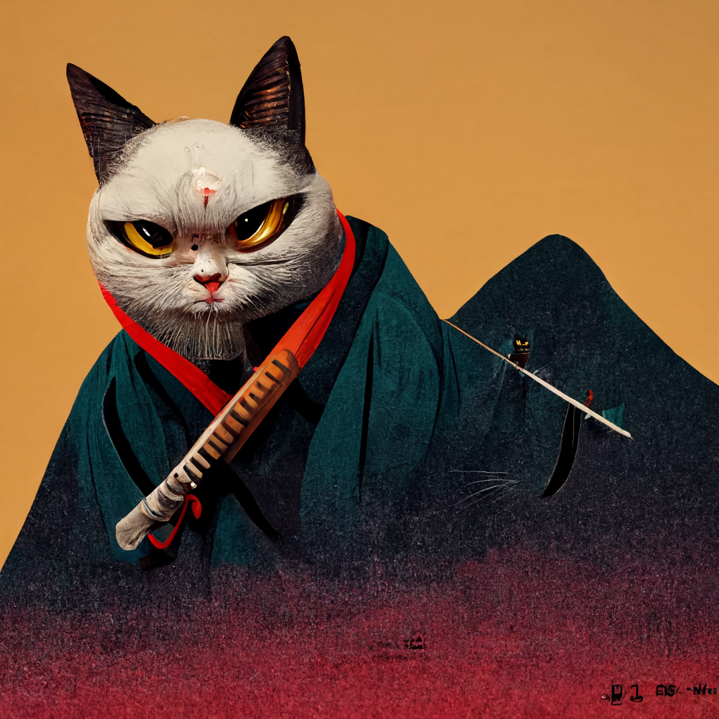Midjourney Cat Samurai Upscale 1