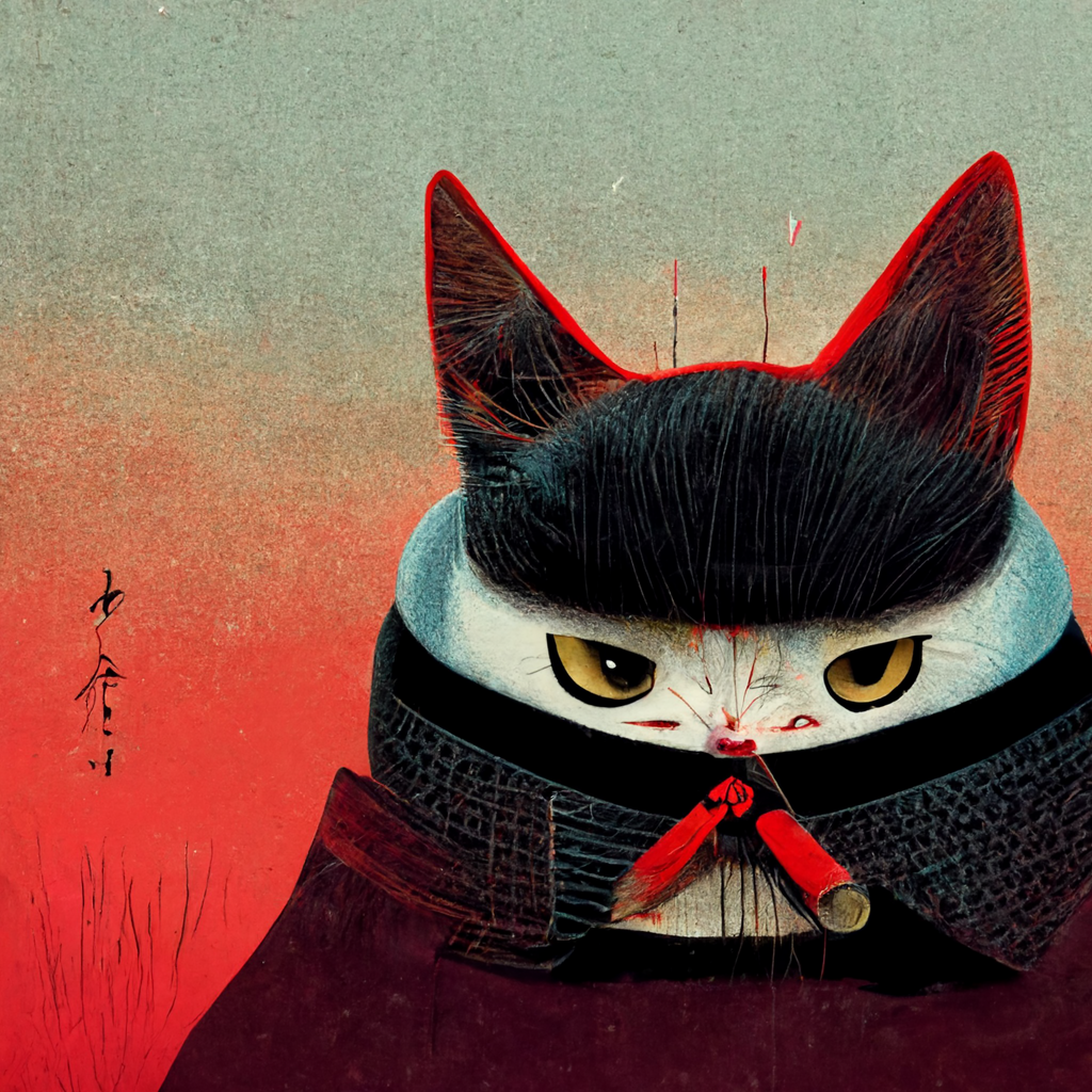 Midjourney Cat Samurai Upscale 2