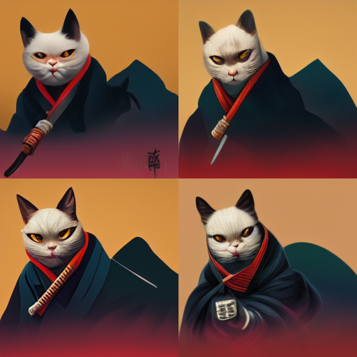 Midjourney Cat Samurai Variants