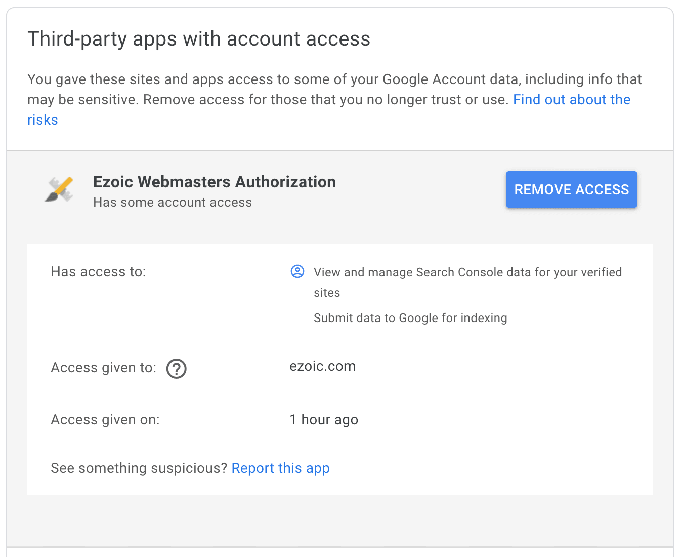 Screenshot: Click "REMOVE ACCESS" and you're done.