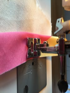 sewing the bias binding to the right side of the garment