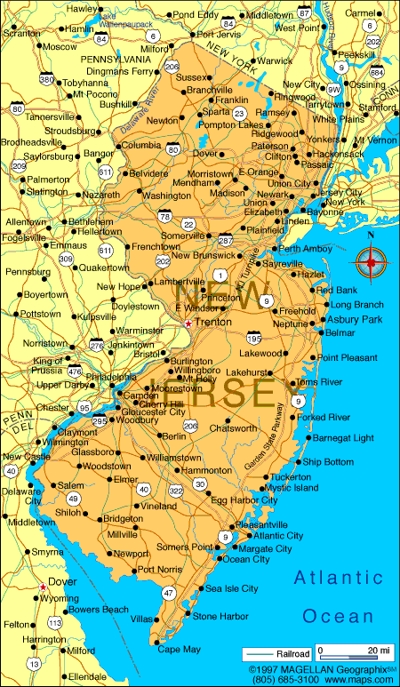 map of new jersey cities New Jersey Map Infoplease